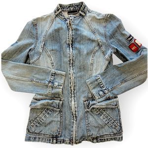 DKNY JEANS Women’s Distressed Denim Blue Jean Jacket Size Small